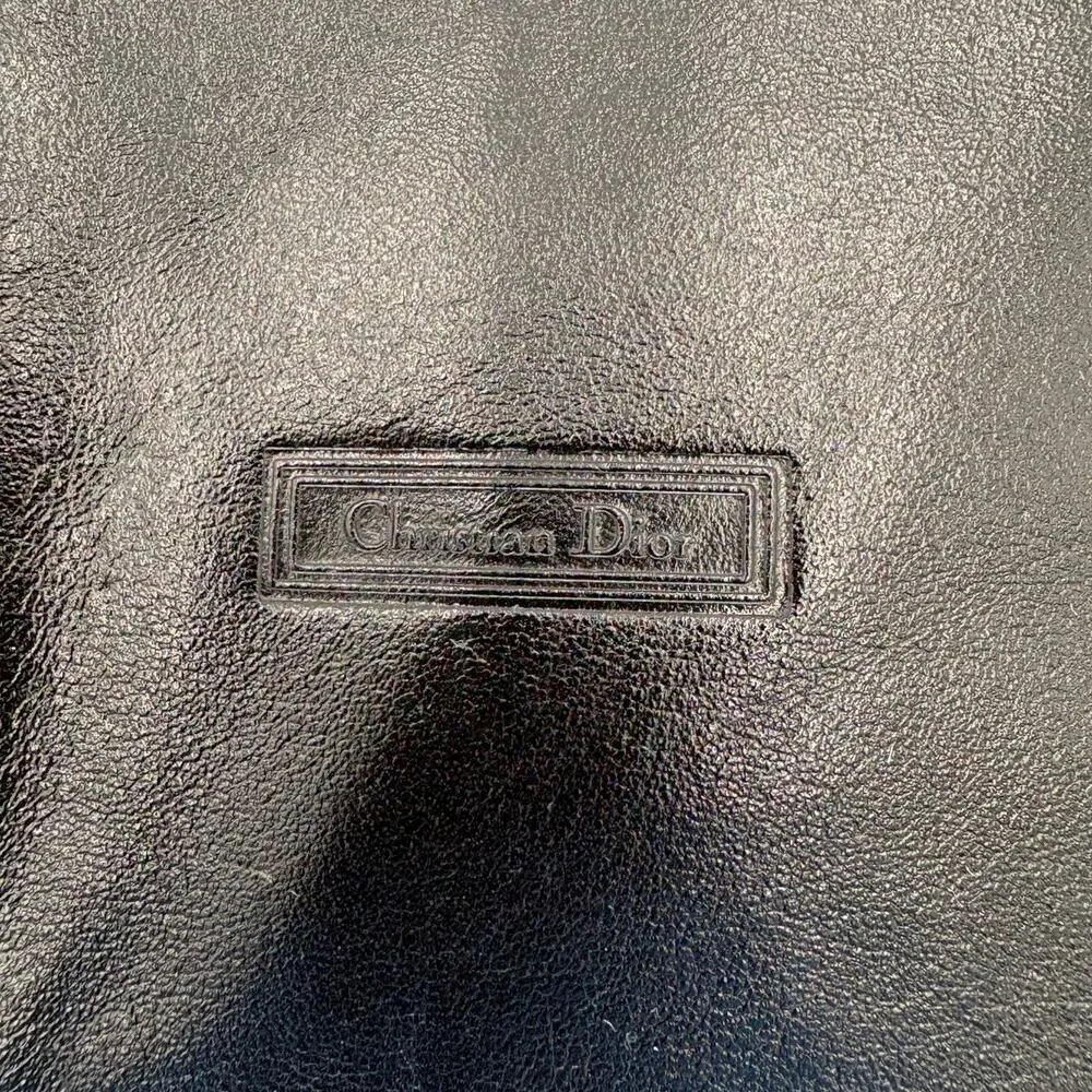 Vintage Christian Dior Black Leather Bifold Wallet Debossed Box Logo Men's